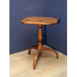 C19th mahogany tilt top tripod table with canted rectangular top, 50cmW