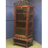 Glazed 4 shelf Chinese hardwood display cabinet standing on 48cmH base, 100Wx16Dx198Hcm