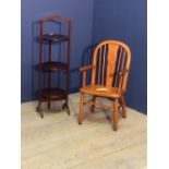 Edwardian mahogany cake stand & a beech child's commode chair