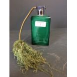 Green glass 'malachite' effect rectangular scent bottle