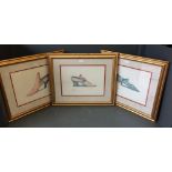 4 signed, framed and glazed modern watercolours of C18th shoes