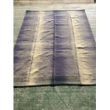 Contemporary rug with vertical design stripes in soft blues and fawns 279 x 213 cm