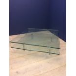 Glass coffee table, 95x100x25Hcm