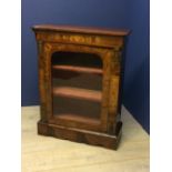 Victorian walnut, floral marquetry inlaid pier cabinet with glazed door on plinth base, 84Wx107Hcm