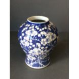 Early C20th Chinese prunus decorated blue and white vase