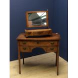 C19th mahogany low boy with 3 drawers & a George III mahogany toilet mirror