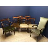 6 various early C19th mahogany dining chairs & a similar high back chair