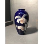 Copenhagen blue ground ovoid vase decorated with iris, Numbered 1886, 47-7 18 h