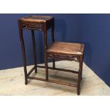 Chinese hardwood two tier plant stand, 84cmH