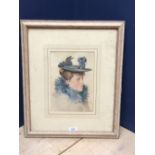 AMY SCOTT, C19th/Early C20th watercolour, a portrait of her sister Eliza Charlotte Scott, 25x17cm