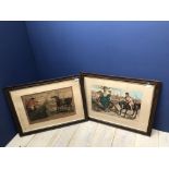 Pair of JOHN LEECH prints, 'Gone Away' & 'Come Hop', in oak frames