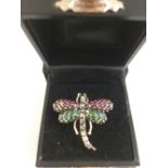 Silver ring in the form of a dragonfly