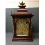 Spanish mahogany chiming bracket clock with silvered dial and ormolu decoration, Penay Sobvino,