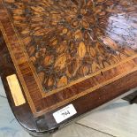 Unusual C19th bird's eye veneered mahogany Kingwood crossbanded corner fold over card table with