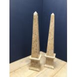 Pair of polished stone obelisks, 94cmH