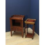 George III mahogany tray top commode with tambour front and slide out drawer, on square chamfered