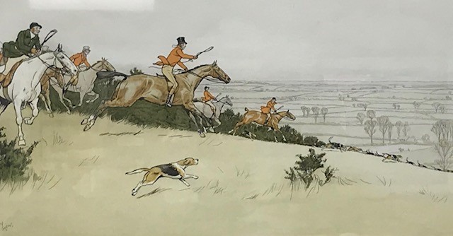 3 Cecil Aldin prints, The Cottesbrook Hunt. 33 x 66 in oak frames - Image 3 of 4