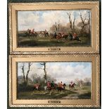 ROBERT STONE (1820-1870) Pair oil on panel hunting scenes, each signed lower right R Stone. and