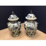 Large pair of Chinese octagonal vases & covers, decorated in underglaze blue, 68cmH