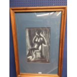 JOHN EASTLEY attributed, studio framed pastel portrait pose of a seated nude female, 40.5x26.5cm