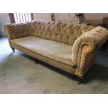 Late Victorian walnut framed button back Chesterfield for re-upholstery