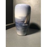 Copenhagen vase decorated with a sailing boat & buildings, Numbered 2609, 1049 23h