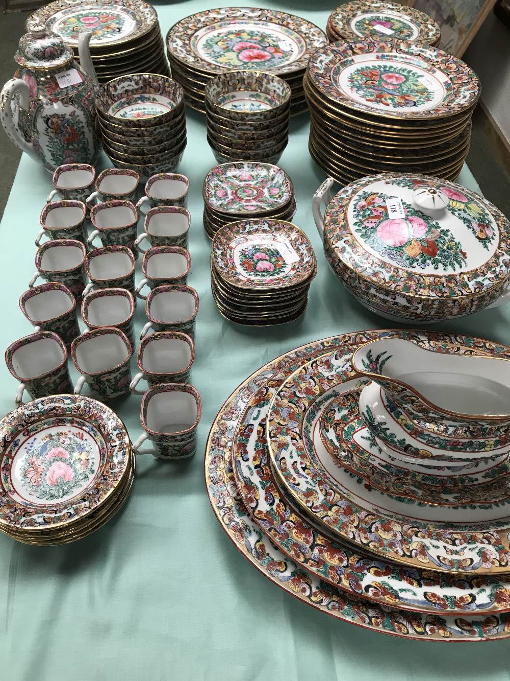 Large qty of Chinese YT china decorated in Hong Kong including dinner service and coffee pot and