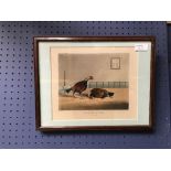 Set of four hand coloured cockfighting prints from Alken paintings, published 1841