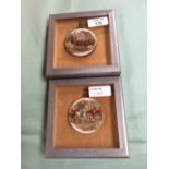 Pair porcelain plaques, hand and transfer painted in silver metal mounts, new frames