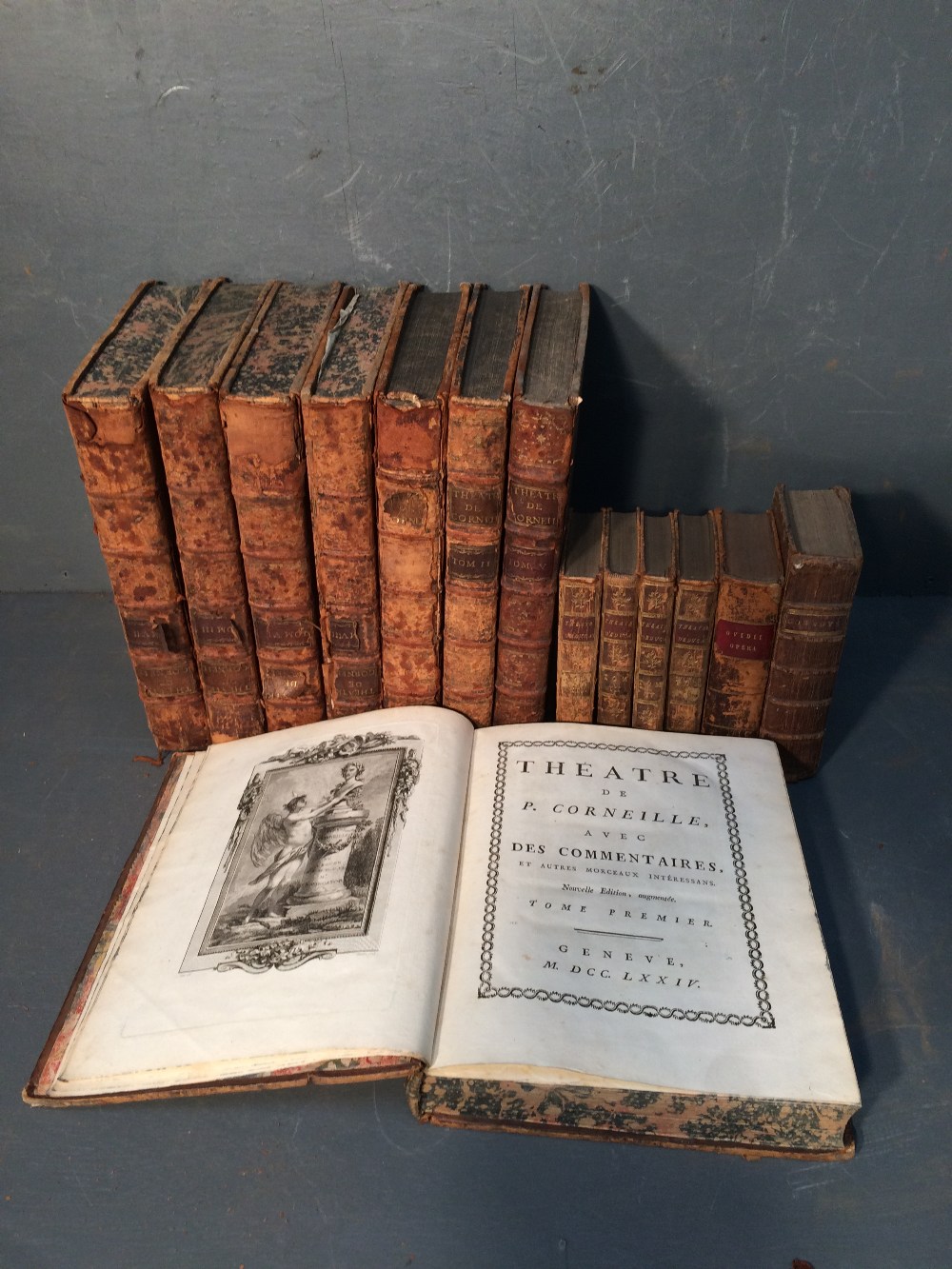 Eight volumes 'Theatre de P Corneille' new edition published Geneva 1774 and six further theatre/