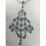 Impressive white gold, sapphire and aquamarine necklace