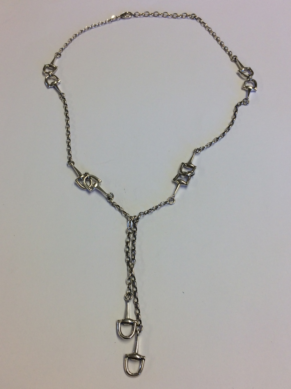 Silver chain link Albert with stirrup spacers