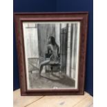 DAVID SMITH attributed pastel portrait of a seated nude female, 59x46cm