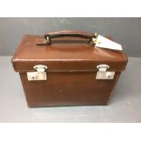 Rectangular leather case with green baize lining, key & aluminium locks