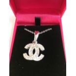 Silver and cubic zirconia, Chanel style, pendant necklace