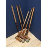 Jacques Vintage part croquet set, comprising 5 mallets & 2 balls