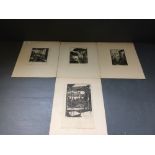 Set of four limited edition woodcuts, circa 1920-30, with views of Malta indistinctly signed