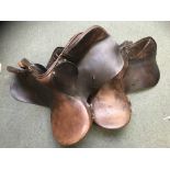 2 brown leather general purposes saddles, 17.5"