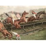 After Sturgess, Steeplechase chromolithograph in oak frame, 44x66cm