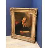 English School - Portrait of Revd Canon John Mervyn Prower, seated at a desk with books, half