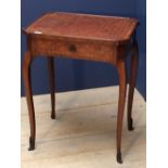 C19th French Kingwood parquetry crossbanded occasional table on slender cabriole legs, 40Wx54Lcm