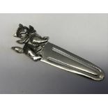 Silver book mark with cat finial