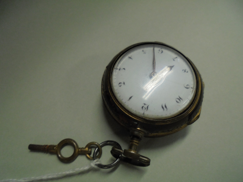 C18th silver gilt cased pocket watch, the verge four pillar movement signed Charles Davidson, - Image 5 of 6