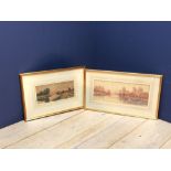 Frances Gordon Fraser 'River Scene at Sunset', watercolour signed, 20cm x 48cm & a companion, a pair