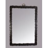 Finely carved imperial zitan rectangular frame, carved on the front side with continuous band of