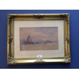 G. ROWE 1859, watercolour marine scene of Steamship off a Rugged Coastline, in swept gilt frame,