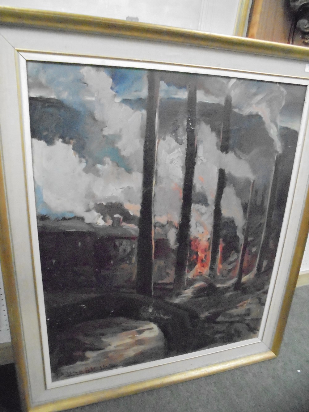 HELENE GLEICHEN, Fires at Night, oil on canvas, signed, 75x63cm - Image 3 of 4