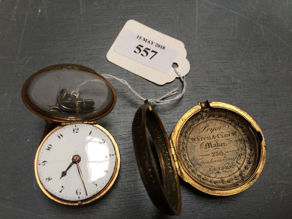 C18th silver gilt cased pocket watch, the verge four pillar movement signed Charles Davidson, - Image 2 of 6