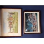 After Michael Lyne, "The Grand National", colour print and five further racing prints