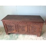 Carved oak coffer